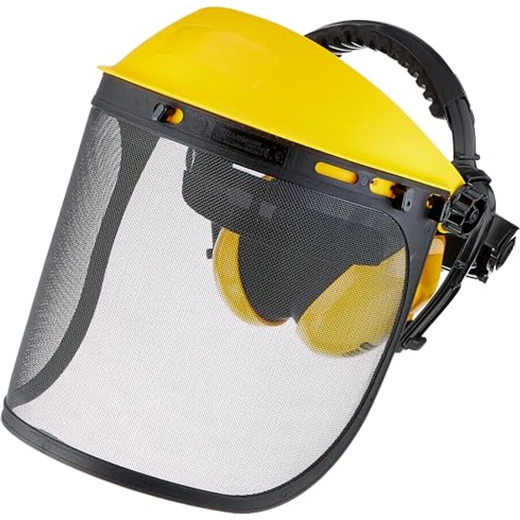 Oregon Gesichtsschutz und Gehörschutz Q515061, Gesichtsschutzmaske mit Netzvisier, integriertem Kapselgehörschutz und vielen Einstellungsmöglichkeiten, gelb – Bild 2