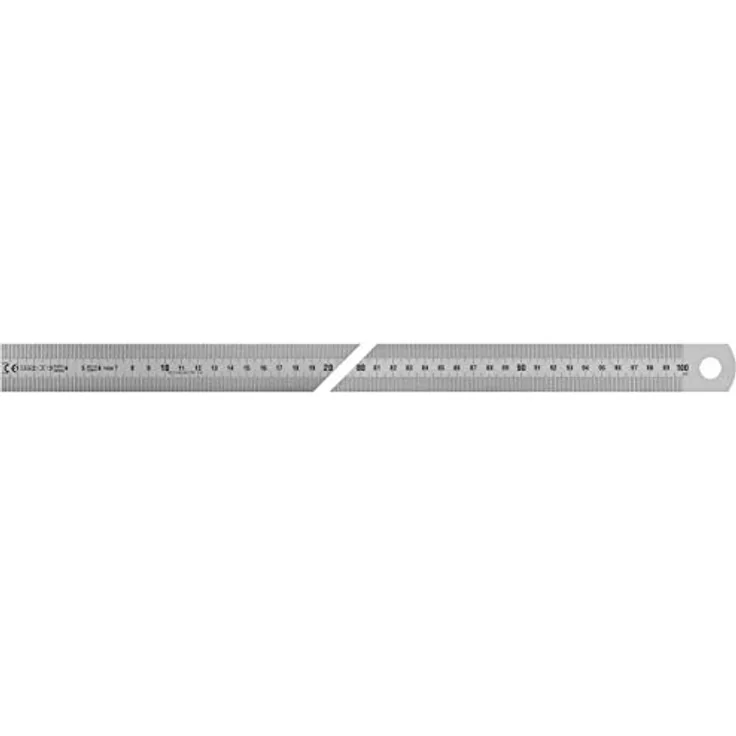 Vogel Germany Stahlmaßstab Typ A 1000 mm rostfreier Federbandstahl, Querschnitt 30 mm x 1,0 mm, mattierte Oberfläche, links nach rechts Ablesung