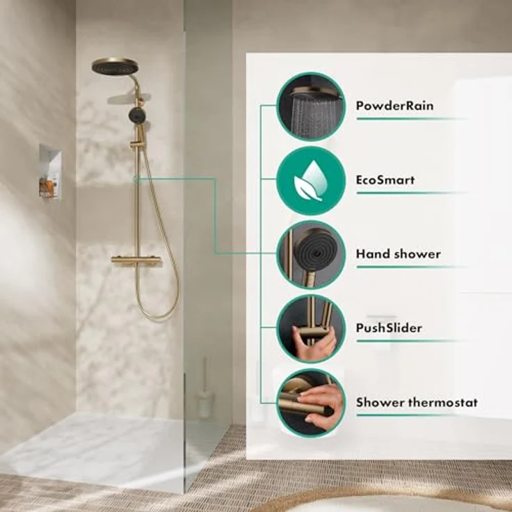 hansgrohe Pulsify S Puro Duschsystem 260, 1jet, Ecostat Fine mit Handbrause 3jet und EcoSmart-Technologie – Bild 2