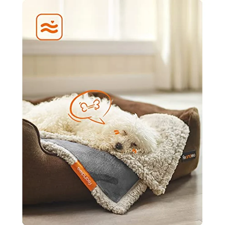 Feandrea wasserdichte Hundedecke, Sherpa Fleece Haustier Decke für Minihunde, Katzen, 73 x 63 cm, S, maschinenwaschbar, beidseitiger Sofabezug-Schutz, grau – Bild 2