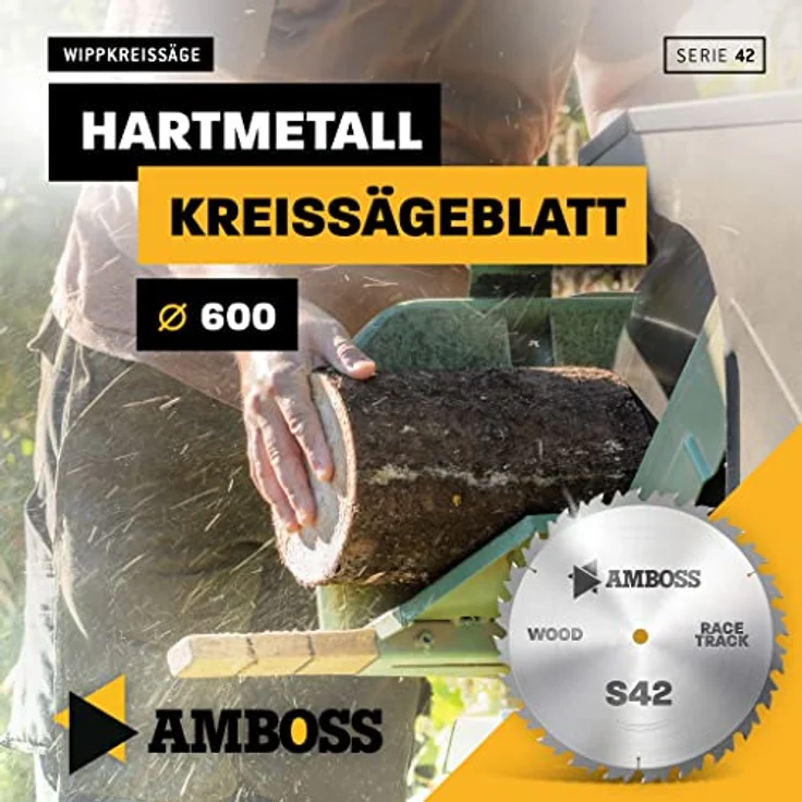 Amboss HM Kreissägeblatt - Ø 600 mm x 4.0 mm x 30 mm/Wechselzahn (40 Zähne) | für grobe, schnelle Zuschnitte in Brennholz & Holzwerkstoffe – Bild 2