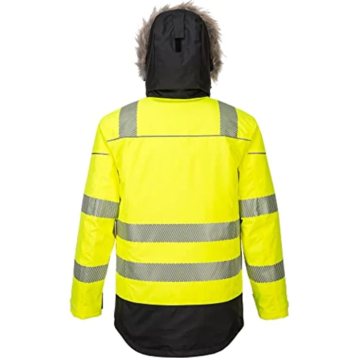 Portwest PW369 Parka, Reflektierend und Wasserdicht, Maschinenwaschbar, Winter, Hochsichtbar in Gelb/Schwarz – Bild 3