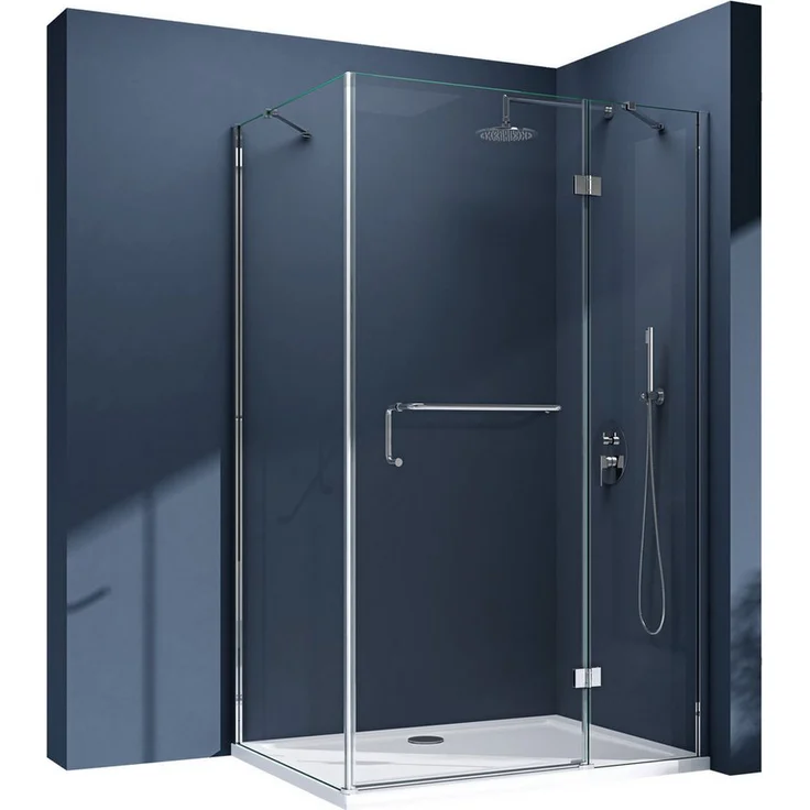 doporro Eckdusche Rav04K, Duschkabine aus Klarglas ESG-Sicherheitsglas, BxT: 90x75 cm, ebenerdiger Einbau, magnetisch schließende Tür, einfache Montage