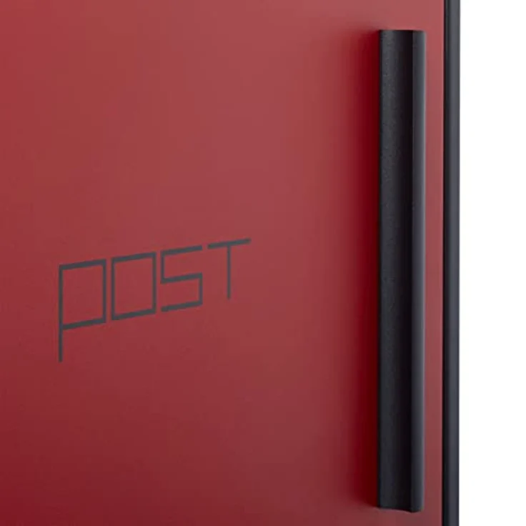 Relaxdays Briefkasten rot modern Zweifarben Design, DIN-A4 Einwurf, Stahl, groß, HxBxT: 33 x 35 x 12,5 cm, schwarz-rot – Bild 6