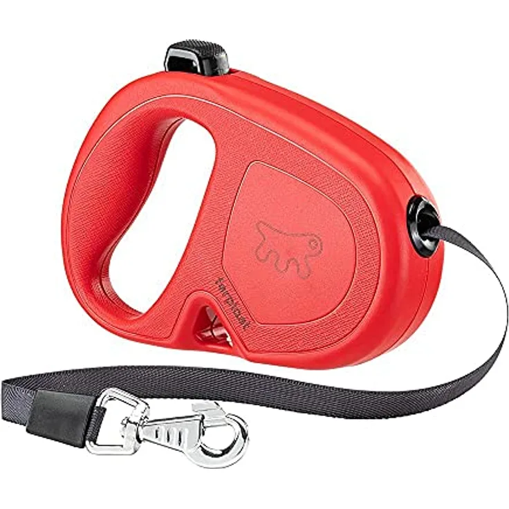 Ferplast Flippy ONE Hundeleine, Rollleine für mittelgroße Hunde bis 25 kg, ausziehbares Gurtband bis 5 m, ergonomischer Knopf, rot
