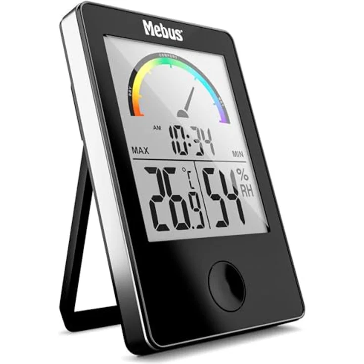 Mebus 40929 Thermo-Hygrometer, digitales Innenthermo- und Hygrometer mit Komfortanzeige, schwarz – Bild 2