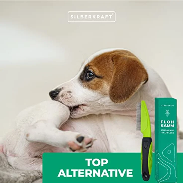 Silberkraft Flohkamm für Hunde & Katzen - Effektive Flohbekämpfung und Entfilzung, 1 Stück für kurzes & langes Fell – Bild 5