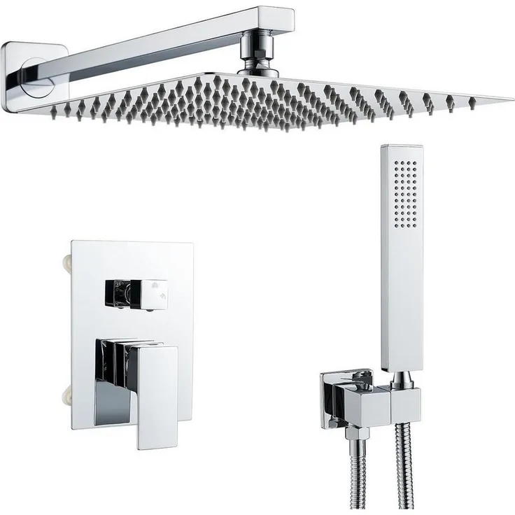 LuxusKollektion Namuoto Unterputz Duscharmatur Set, Regendusche mit Kopf- und Handbrause, Chrom