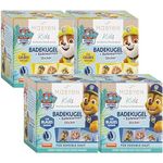 MABYEN PAW PATROL Kids Badekugel Set, Naturkosmetik mit 2x blauen Chase Badekugel (Blaubeerduft) & 2x gelben Rubble Badekugel (Tropical Duft), vegan und hautfreundlich