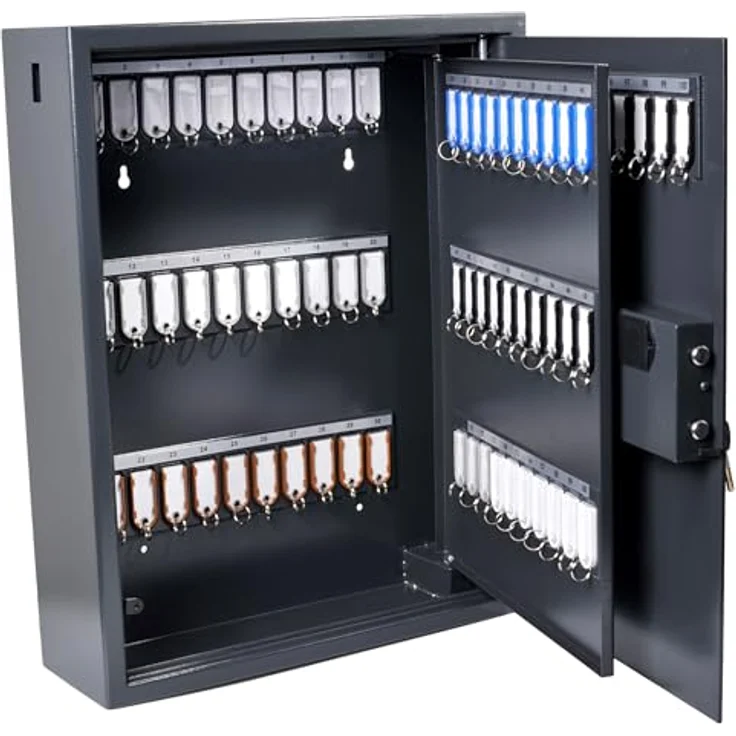 Pavo High Security Magnettag Schlüsseltresor grau, 100 Haken, Elektronikschloss, 48,0 x 15,0 x 60,0 cm – Bild 3