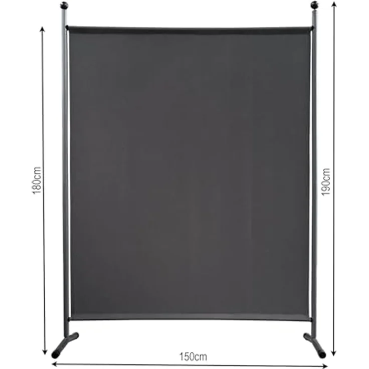 QUICK STAR Paravent Outdoor Wetterfest, Sichtschutz 150 x 190 cm, grau, blickdicht, mit pulverbeschichtetem Stahlgestell – Bild 3