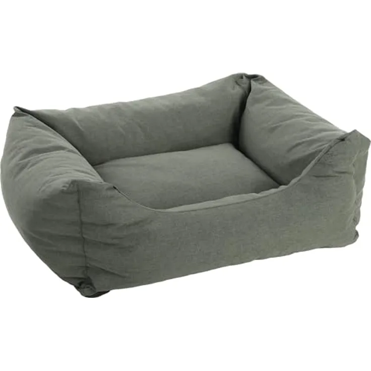 Flamingo Korb Geneve Rechteck Dunkelgrün 80x67x22cm, Tier-Schlafplatz aus Textil mit Polyester und Schaumflocken-Füllung