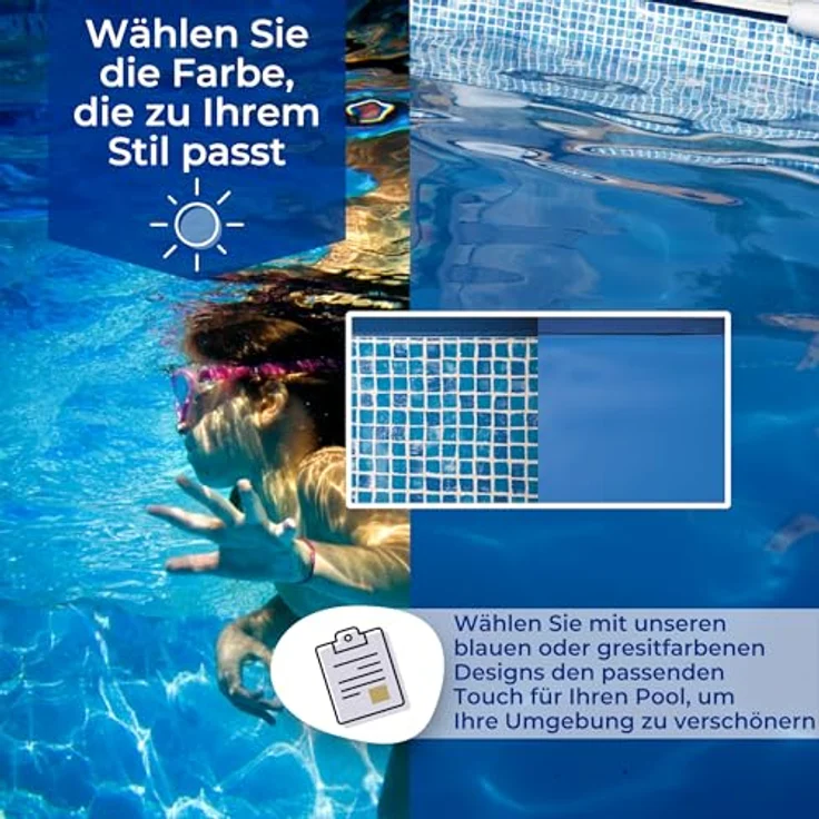 Gre Pools Runde Poolfolie, Ø4,60m x H: 1,20m, einfache Installation mit Überlappungssystem, UV-beständig, blau – Bild 4