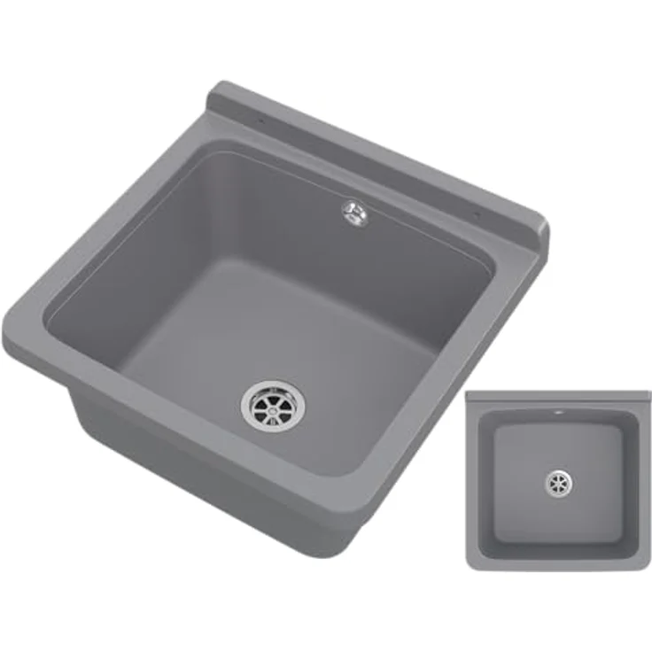 Granitan Kunststoffspüle ORTA - Waschtong mit Siphon - Waschbecken Wandmontage - 40x38x22,8 cm, in mehreren Farben erhältlich – Bild 4