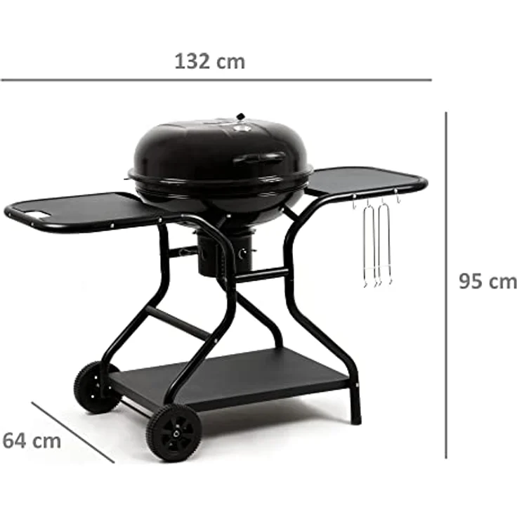 BBQ-Toro Kugelgrill Ø 57 cm mit Ablagefläche und Grillrostheber | Grillfläche Ø 54,5 cm | BBQ Kugelgrill Holzkohle, Barbecue Kugelgrill, Grill Holzkohle rund, Holzkohlegrill mit Deckel - Preisvergleich – Bild 3