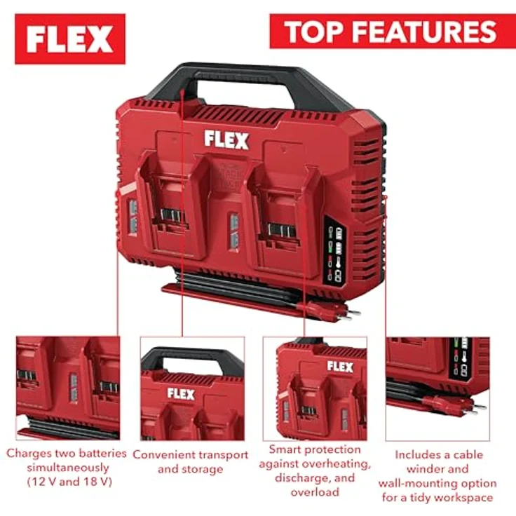 FLEX Doppel-Schnellladegerät 12/18 V CA SP 2x12/18, mit Ladezustandsanzeige und kompakter Wandmontagevorrichtung – Bild 3
