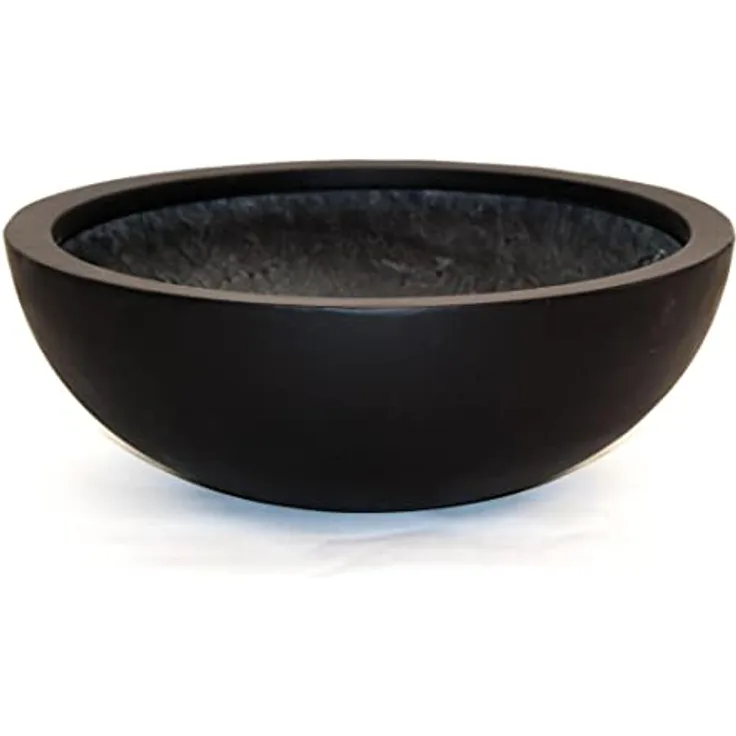 Elegant Einrichten Pflanzkübel Fiberglas Schale-Rund, D46xH16cm, matt schwarz, wasserdicht und UV-beständig