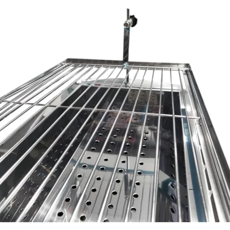 GOROCH Mangal Astana, Edelstahl 2mm Schaschlikgrill mit höhenverstellbarem Grillrost und klappbaren Ablagen, 55x27 cm Grillfläche – Bild 6