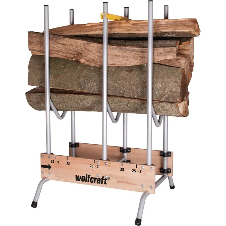 wolfcraft 1 Sägebock 5121000 - zusammenklappbar | Robuster & stabiler Holzbock zum schnellen Zuschneiden von Brennholz - inkl. Auswurfsicherung | Tragkraft: 150 kg – Bild 2
