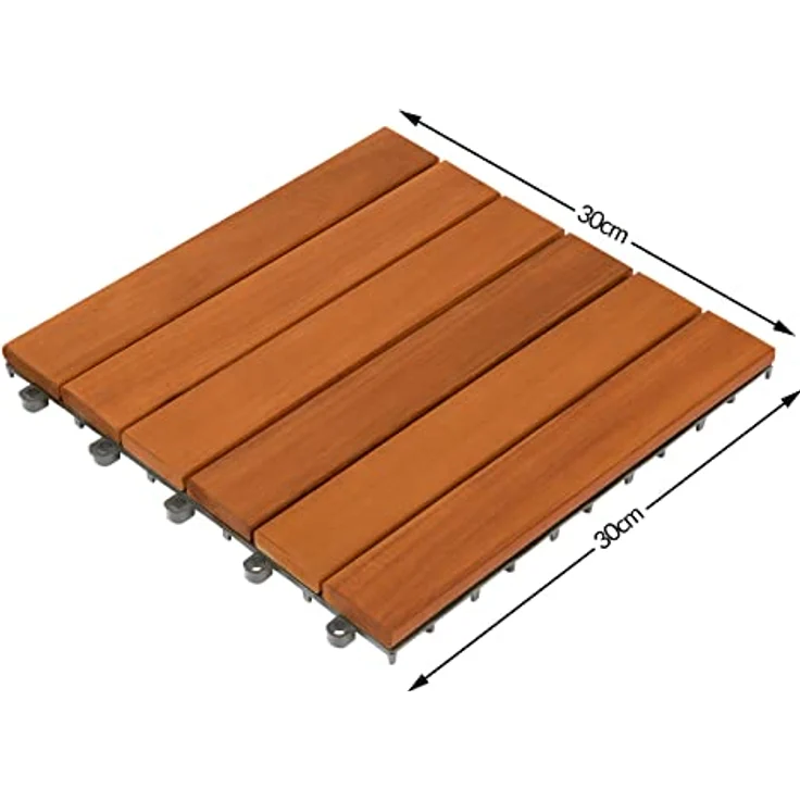 Holzfliese Terrassenfliesen 30x30cm Klickfliese Fliesen Akazie Balkon 33x Akazie – Bild 7