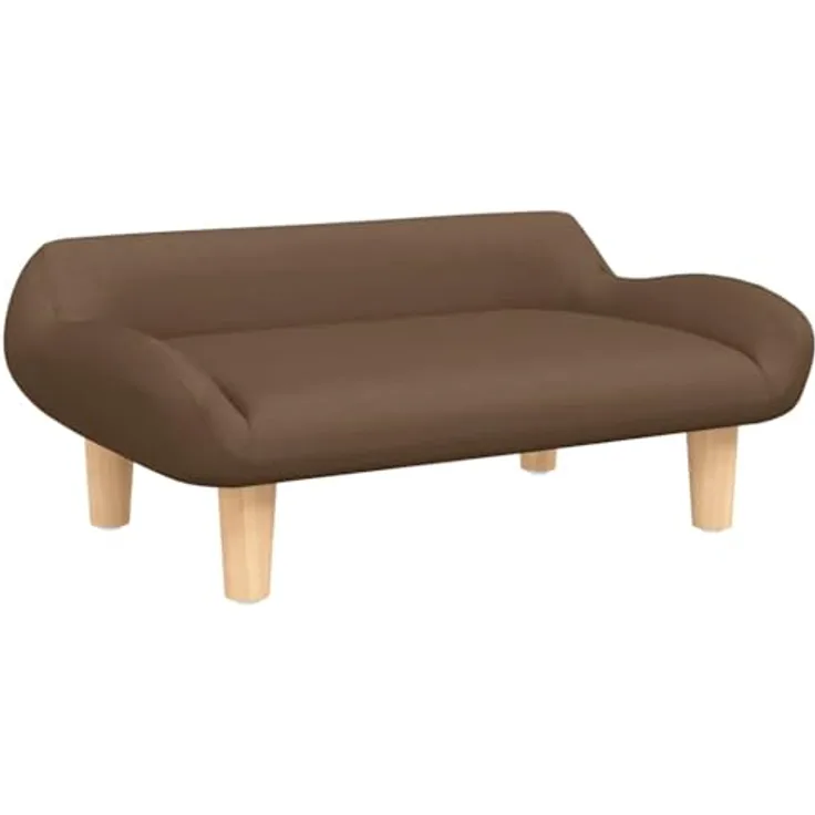 vidaXL Hundekorb Hundebett Braun 70x40x24 cm Stoff Körbchen Hundesofa mit massivem Kiefernholzrahmen