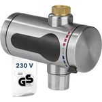 MAXXMEE Durchlauferhitzer 3000–3600 W | Elektrischer Edelstahl-Wasserhahn für sofort heißes Wasser bis 60° | Ideal für Garten, Werkstatt, Camping | IPX4 spritzwassergeschützt