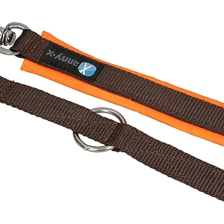 anny-x teilgepolsterte Führleine Classic Bolt Protect leuchtorgange braun 3m – Bild 2