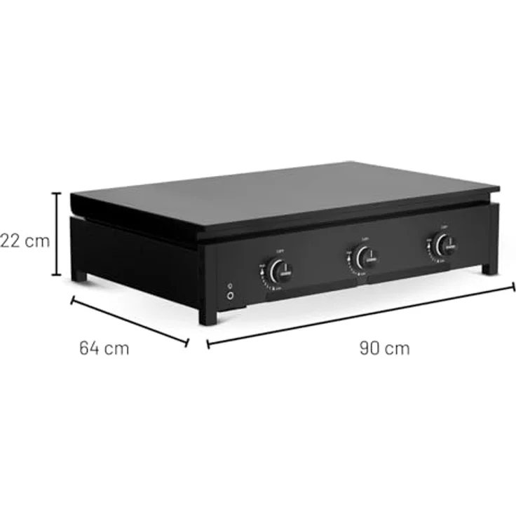 Cozze® Combo 900, 2-in-1 Gasgrill und Plancha in schwarz, 3 Brenner mit Deckel & Thermometer, Emaille-Gusseisen-Plancha-Griddle – Bild 3