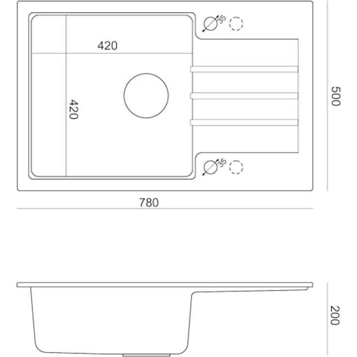QUADRON PETER 111 Spülbecken 1-Becken Granitspüle, 78 x 50 x 20 cm, Soft Taupe, inkl. Siphon und integrierter Abtropffläche – Bild 12