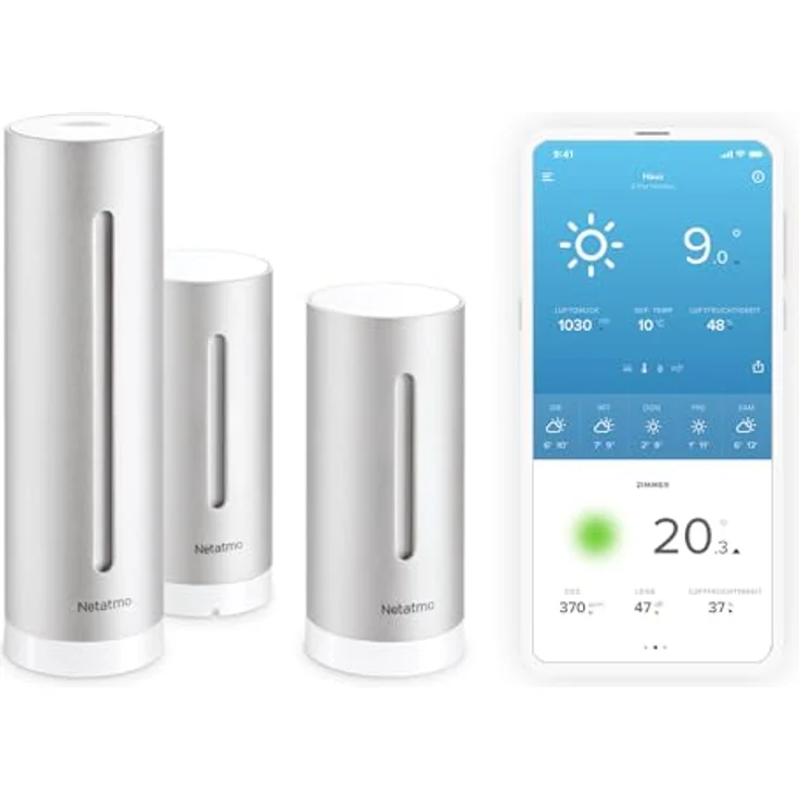 Netatmo NBU-NWS-NIM-EU, Innen- und Außen-Wetterstation mit drahtlosem Außensensor, Zusatzmodul, Kompatibel mit Alexa, Google Home und Apple HomeKit – Bild 5