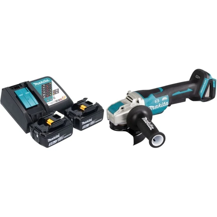 Makita DGA 520 RTX1 Akku Winkelschleifer 18 V, 125 mm, X-LOCK, Brushless, inkl. 2x Akku 5,0 Ah und Ladegerät