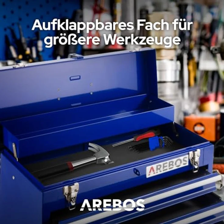 Canbolat Vertriebs Gmbh - AREBOS Werkzeugkoffer mit 3 Schubfächer blau - Werkzeugkasten Werkzeugbox Werkzeugkiste - blau – Bild 4