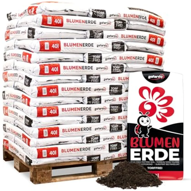 Galamio Blumenerde torffrei, Gebrauchsfertige Gartenerde in 1 Palette (45 x 40 l / 1.800 Liter) – Bild 1