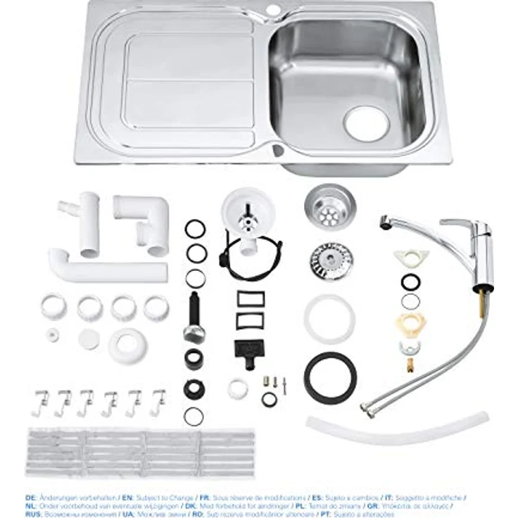 GROHE Eurosmart Küche, Set aus edelstahl Spüle und Küchenarmatur, 1 oder 1,5 Becken, 45 cm, QuickFix Technik – Bild 5