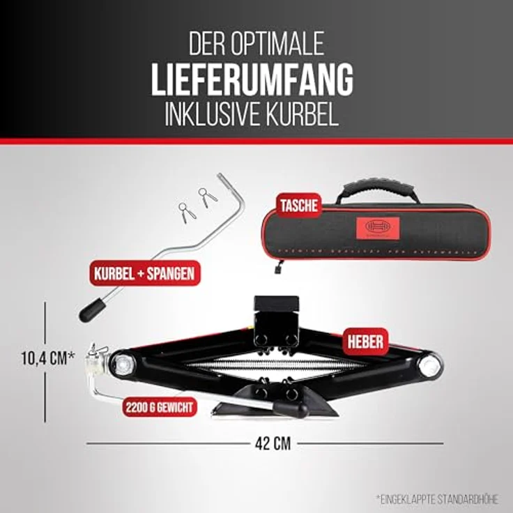 HEYNER UltraLift M PRO Scherenwagenheber 1,5t SUV/PKW + Kurbel + Gummiauflage + Tasche, pulverbeschichtet, robust, drehbarer Sattel – Bild 3