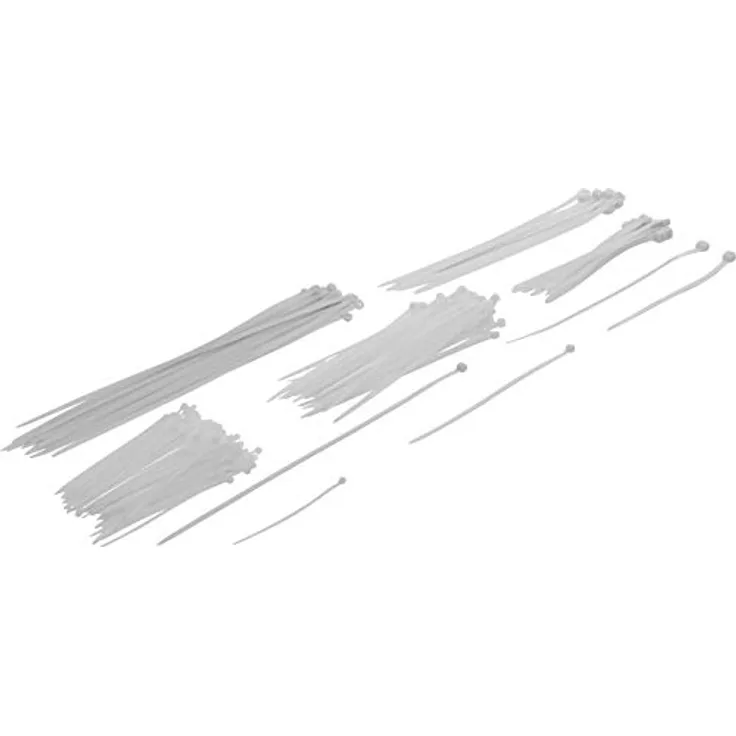 BGS Diy 80778 | Kabelbinder-Sortiment | 250-tlg. | weiß | 100 - 200 - 300 mm | Set | Nylon