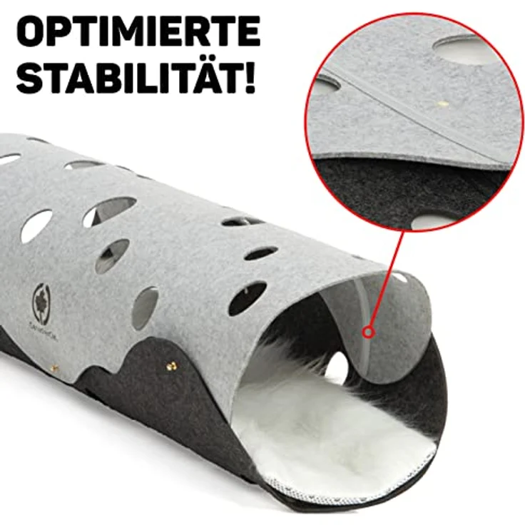 CanadianCat Company | Katzen Filztunnel XXL |ca. 120 x 30 cm | Spieltunnel & Liegematte - der Katzentunnel in hellgrau/dunkelgrau – Bild 5