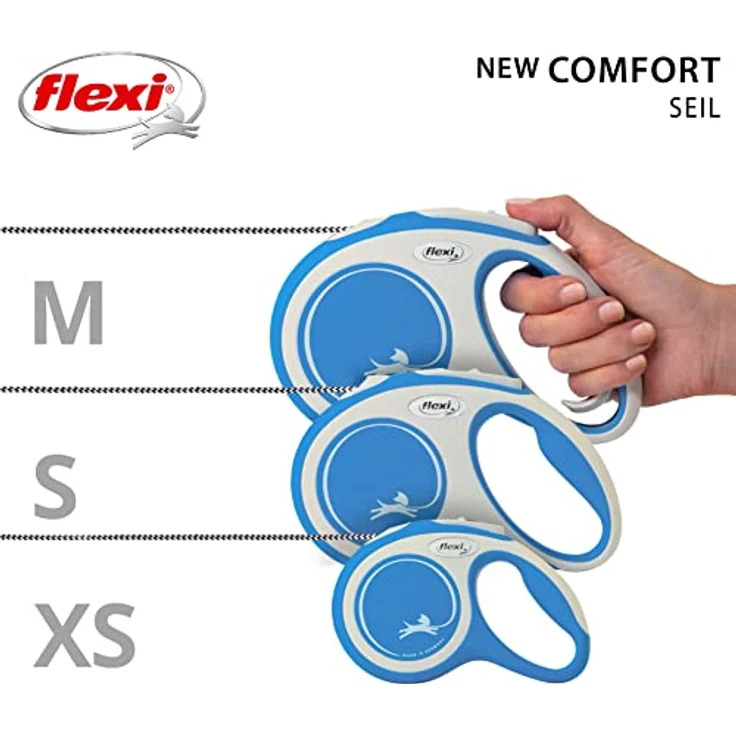 flexi Hundeleine, ausziehbar, mit weichem Griff, 3 m / 5 m / 8 m / 8 m / 8 - 20 kg, blau – Bild 5