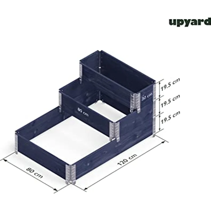 Upyard Stepped Bed - modernes Hochbeet aus Paletten - modulares, mehrstufiges Hochbeet aus Naturholz für Garten und Terrasse, 120x80x58,5, Schwarz – Bild 2