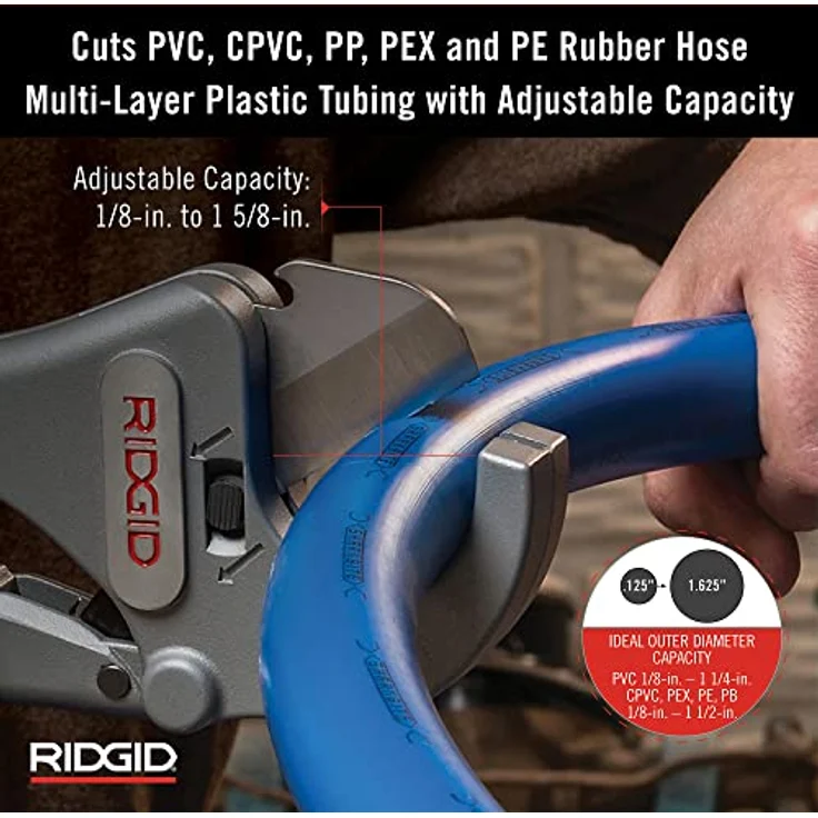 RIDGID 23498 Modell RC-1625 Ratschen-Rohrschere für Kunststoff, Kunststoffrohrabschneider von 3 mm bis 42 mm – Bild 3