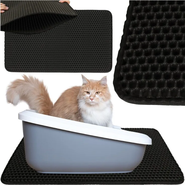 LA CUTE Katzentoilette XXL Katzenstreu Katzenklo Katzetoilette unterlage, Wasserdichte Doppel Schicht, 40x60cm, Honigwabenstruktur, für einfache Reinigung - Blau