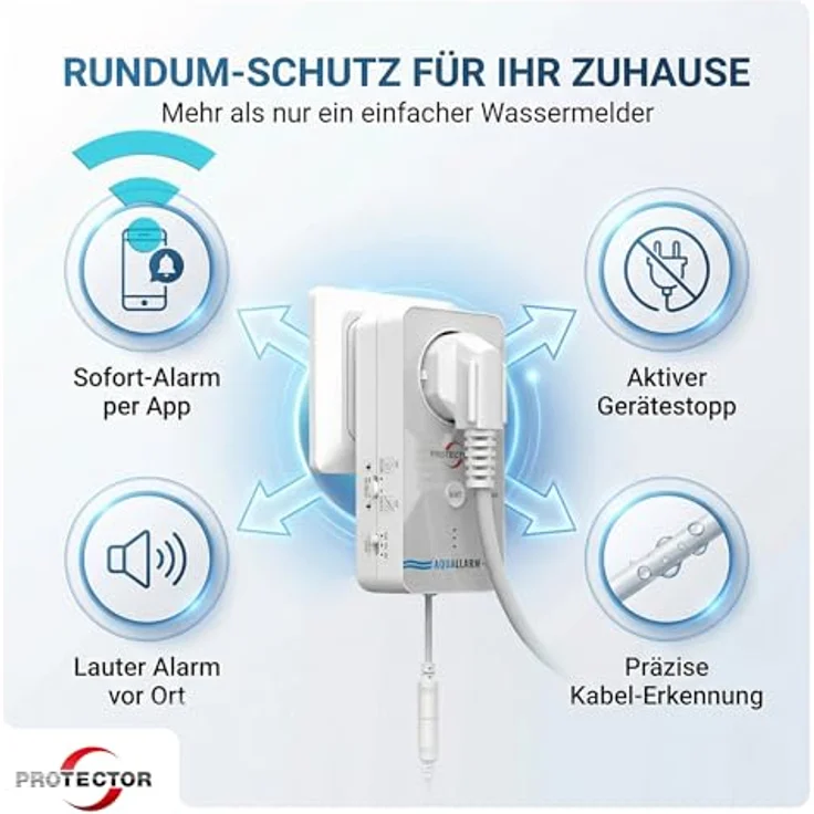 PROTECTOR WA-14 WLAN Wassermelder, Full-Sensitive mit Pumpensteuerung und App-Benachrichtigung, 3-fache Sicherheit – Bild 2