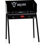 BBQ-Toro Gas Grilltisch mit Windschutz | Gusseisen Gaskocher 2 Brenner 78 x 45 x 110 cm | 12 kW | Tischgrill für Camping, Einsatz im Freien, im Garten und auf der Terasse