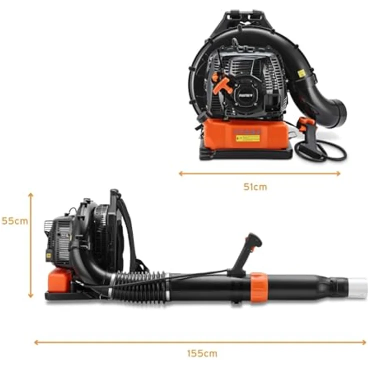 FUXTEC FX-LBP185TPRO, Rückentragbarer Benzin Laubbläser mit 85 cm³ Motor, 4,0 kW Leistung und 95 m/s Luftgeschwindigkeit – Bild 6