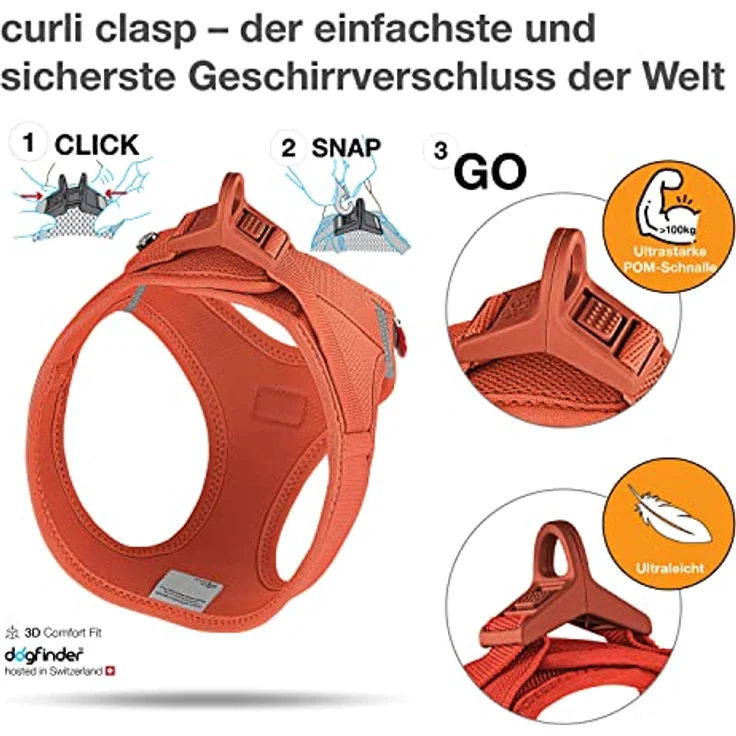 Curli Harness curli Clasp Air-Mesh Sun Orange 3XS – Bild 3