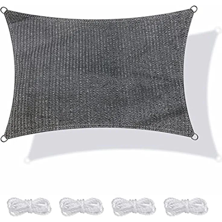 yourGEAR Sonnensegel HDPE Tarp in 7 Größen 2,5 x 2,5 | 4 | 5m, 3 x 3 | 4 | 5m, 4 x 5m Haus-Markise rechteckiger o. quadratischer UV Sonnenschutz Wind- und wasserdurchlässig grau [3x4m]