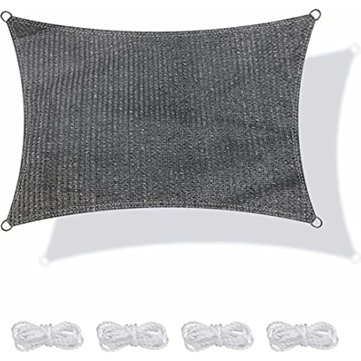 yourGEAR Sonnensegel HDPE Tarp in 7 Größen 2,5 x 2,5 | 4 | 5m, 3 x 3 | 4 | 5m, 4 x 5m Haus-Markise rechteckiger o. quadratischer UV Sonnenschutz Wind- und wasserdurchlässig grau [3x4m] – Bild 1