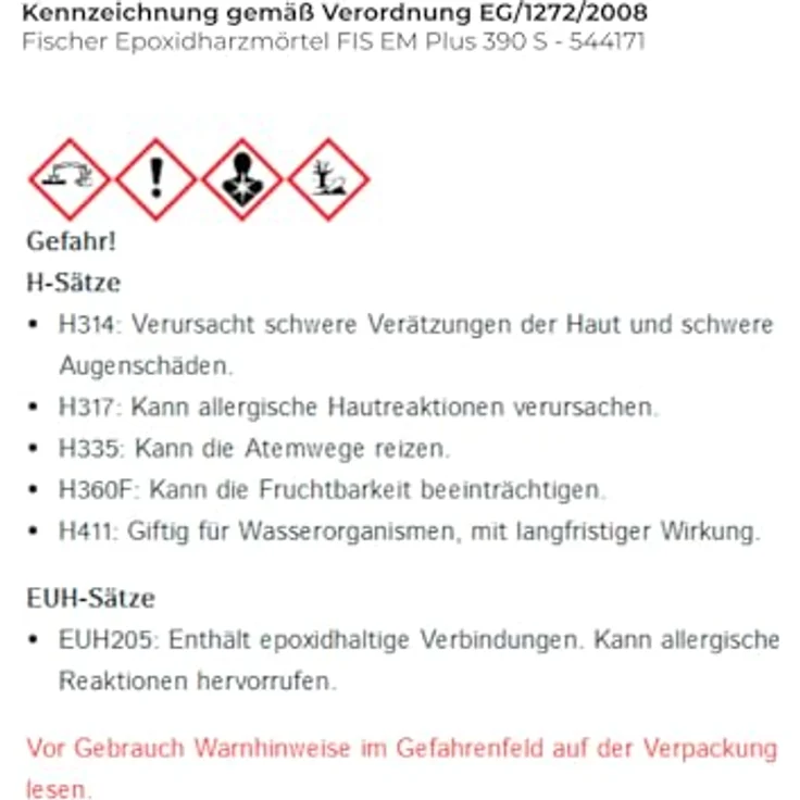 fischer Deutschland Vertriebs GmbH Dübel-Set FIS EM Plus 390 S, Epoxidharzmörtel mit hoher Tragfähigkeit für Innen- und Außenbereich – Bild 3