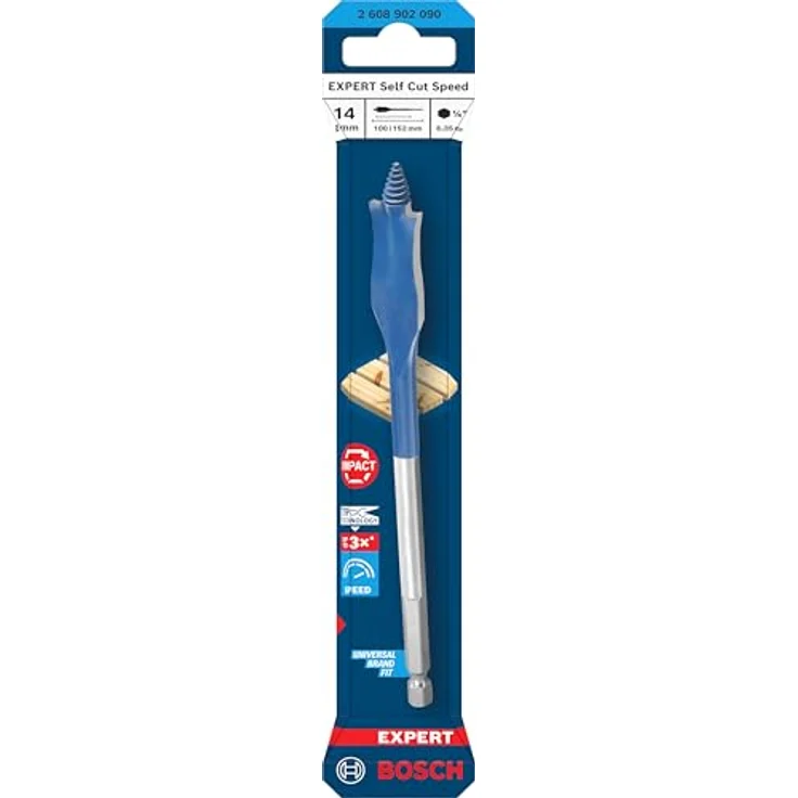 Bosch Expert Self Cut Speed Spade Bit, 14mm x 152mm, HEX Shank, schnelles Bohren in Weichholz – Bild 2