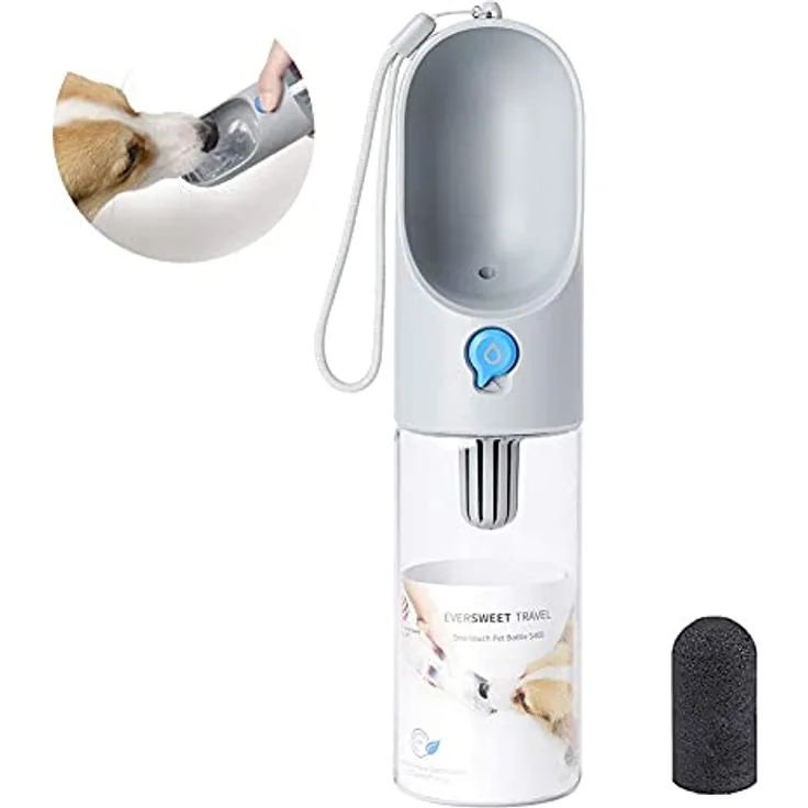 PETKIT EVERSWEET Tragbare Trinkflasche für Hund, Haustiere,BPA frei, Wasserschüssel,400ml,Grau